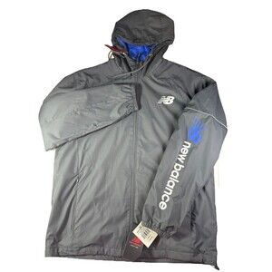 New Balance Mens Hooded Windbreaker Full Zip Mesh Lined Jacket Sz M
